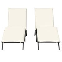 Ligstoelen 2 st met kussens poly rattan zwart - thumbnail