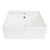 Wastafel Wiesbaden Larx 46 cm Vierkant Glans Wit - thumbnail