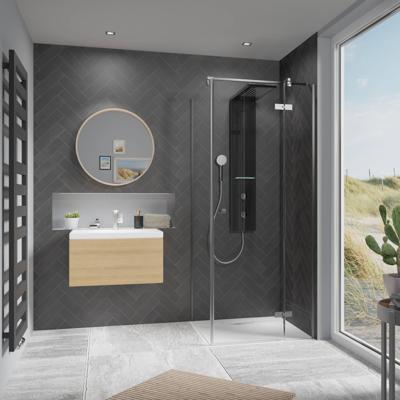 Ben Vivid douchecabine rechtsdraaiend incl. antikalk 90xincl. antikalk 90x200cm geborsteld nikkel