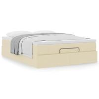 Ottoman bed met matras 140x200cm stof crèmekleurig - thumbnail