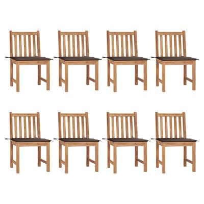 Tuinstoelen 8 st met kussens massief teakhout
