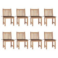 Tuinstoelen 8 st met kussens massief teakhout - thumbnail