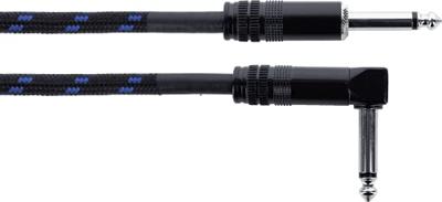 Cordial 14781 Jackplug Instrumenten Aansluitkabel [1x Jackplug male 6,3 mm (mono) - 1x Jackplug male 6,3 mm (mono)] 5 m Zwart, Blauw Textielmantel