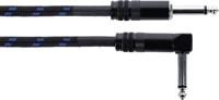 Cordial 14781 Jackplug Instrumenten Aansluitkabel [1x Jackplug male 6,3 mm (mono) - 1x Jackplug male 6,3 mm (mono)] 5 m Zwart, Blauw Textielmantel - thumbnail