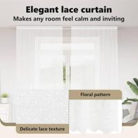 VidaXL Kantgordijn met gordijnen bloemen wit 260x200cm polyester - thumbnail