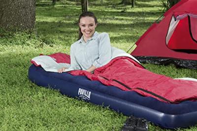 1-persoons luchtbed - 28 cm hoogte - Ingebouwd hoofdkussen - Ingebouwde voetpomp - 185x76x28 cm - Camping bed