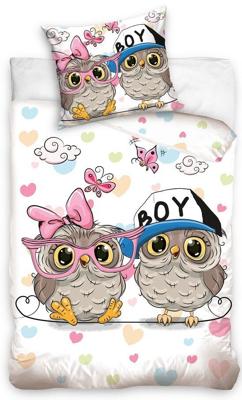Boy and Girl owl Dekbedovertrek 140 x 200 cm - 70 x 90 cm