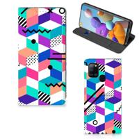 Samsung Galaxy A21s Stand Case Blokken Kleurrijk - thumbnail