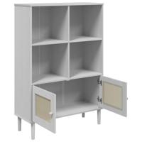 Boekenkast SENJA rattan-look 90x35x130 cm grenenhout wit - thumbnail