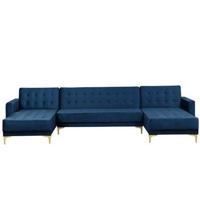 Beliani-ABERDEEN-Bank U-vormig-Blauw-5 persoons-Universeel-Fluweel - thumbnail