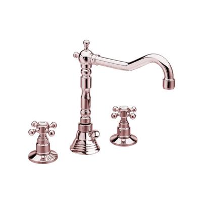 Wastafelmengkraan Retro 3-gats Sapho Antea 2-knop Uitloop Gebogen 17.5 cm Rose Goud (incl. waste) Wastafelmengkraan Retro 3-gats Sapho Antea 2-knop Uitloop Gebogen 17.5 cm Rose Goud (incl. waste)