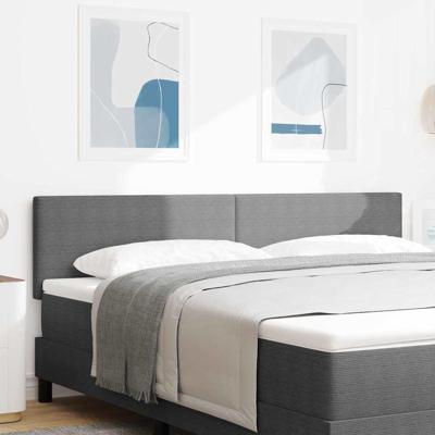 LED Hoofdbord met LED-striplichten Lichtgrijs 180 cm Polyester