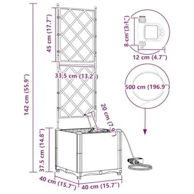 Tuin Bloempot Bruin 40 x 40 x 142 cm Staal