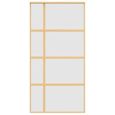 Schuifdeur 102,5x205 cm mat ESG-glas en aluminium goudkleurig - thumbnail