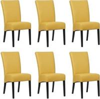 Set van 6 Gele leren landelijke eetkamerstoelen Just - Toledo Leer Lemon (geel leer) - thumbnail