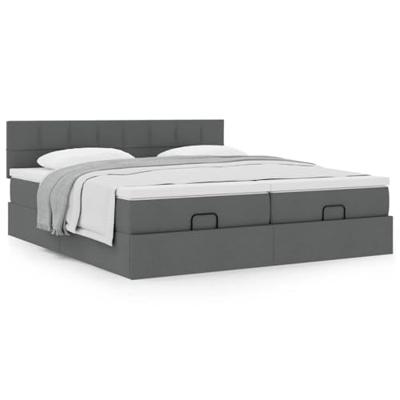 Ottoman bed met matrassen 180x200cm stof donkergrijs