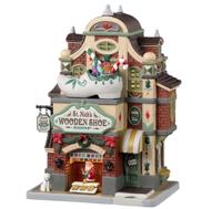 Lemax st. nick&apos;s wooden shoe shop verlicht kersthuisje Caddington Village 2023 - thumbnail