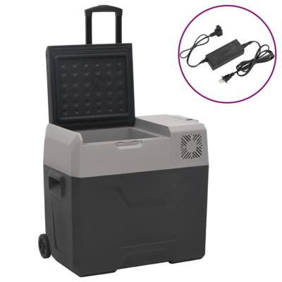 VidaXL Koelbox met wielen en adapter 30 l polypropeen zwart en grijs VidaXL Koelbox met wielen en adapter 30 l polypropeen zwart en grijs