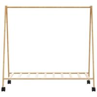 VidaXL Kledingrek met schappen en wielen 106x34x106,5 cm bamboe - thumbnail