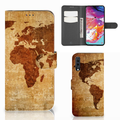 Samsung Galaxy A70 | Flip Cover | Wereldkaart Samsung Galaxy A70 | Flip Cover | Wereldkaart