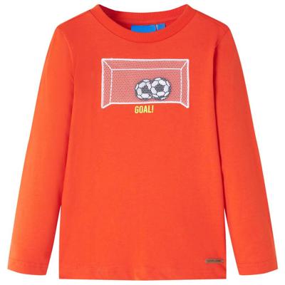 Kindershirt met lange mouwen voetbaldoelprint 116 feloranje Kindershirt met lange mouwen voetbaldoelprint 116 feloranje