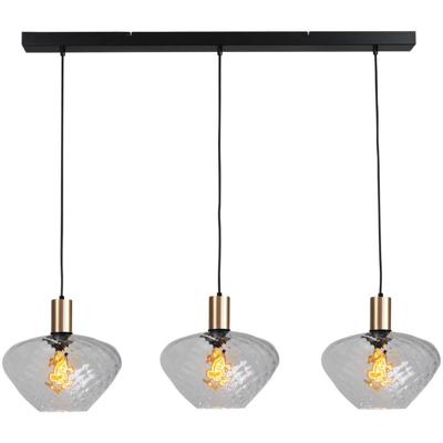 Masterlight 3-lichts hanglamp - goud -Porto met Blossom smoke glazen - 2711-05-02-100-3-7