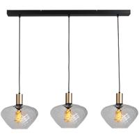 Masterlight 3-lichts hanglamp - goud -Porto met Blossom smoke glazen - 2711-05-02-100-3-7 - thumbnail