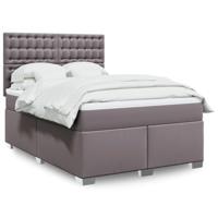Boxspring met matras kunstleer grijs 140x190 cm - thumbnail