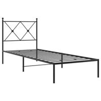 Bedframe met hoofdbord metaal zwart 75x190 cm - thumbnail