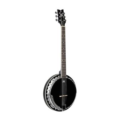 Ortega OBJ350/6-SBK Raven Series Satin Black 6-snarige banjo met gigbag