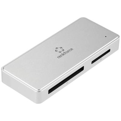 Renkforce RF-PCR-400 Externe geheugenkaartlezer / hub USB-C 3.2 Gen 1, USB-A Zilver