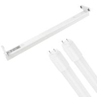 LED TL Armatuur met T8 Buis - Aigi Dybolo - 60cm Dubbel - 18W - Helder/Koud Wit 6500K - IP20 - thumbnail