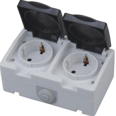 Waterdicht Dubbel Buitenstopcontact op Opbouw. Geaard. IP54 | Nederland