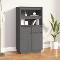 Hoge kast 60x40x116,5 cm massief grenenhout grijs - thumbnail