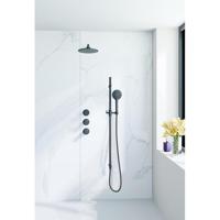 Fortifura Nebbio Regendoucheset - inbouwkraan - inbouwdeel - glijstang - doucheslang metaal - ronde handdouche - 35cm wandarm - ronde hoofddouche - zwart mat SW1183065 SW1111528 SW706203 SW496816 SW720560 SW1 - thumbnail