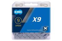 KMC ketting X9 1/2 x 11/128 9SP 114 schakels grijs - thumbnail