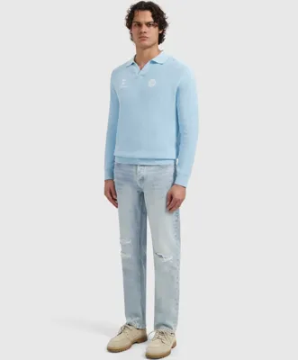 Pure Path Own The Journey Knitwear Polo Sweater Heren Lichtblauw - Maat L - Kleur: Lichtblauw | Soccerfanshop