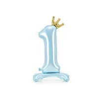 Folieballon Cijfer 1 Hemelsblauw Op Standaard 84cm - thumbnail