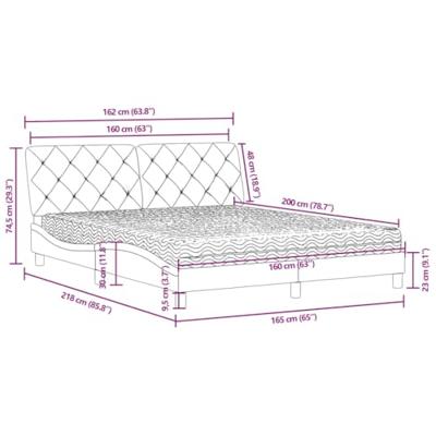 Bed met matras fluweel lichtgrijs 160x200 cm