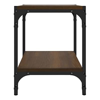 Tv-meubel 40x33x41 cm bewerkt hout en staal bruineikenkleurig