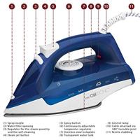 Clatronic DB 3704 Stoomstrijkijzer Wit, Blauw 2200 W - thumbnail