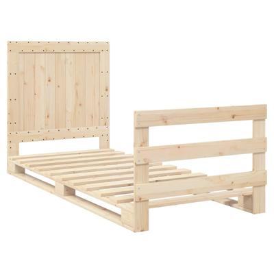 Bedframe met hoofdbord massief grenenhout 90x200 cm