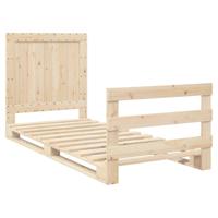 Bedframe met hoofdbord massief grenenhout 90x200 cm - thumbnail