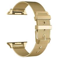 By Qubix - Milanese met gesp bandje - Goud - Compatible met Apple Watch 44mm / 45mm / 46mm / 49mm - Compatible Apple watch bandjes - thumbnail