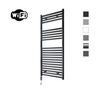 Elektrische Radiator Sanicare HWV Met Wifi 111,8x45 cm Mat Zwart 596W Met Thermostaat Chroom Linksonder Sanicare - thumbnail