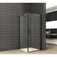 Douchecabine Wiesbaden Uni Klapdeur Vierkant 90x90x200 cm 8 mm NANO coating Mat Zwart - thumbnail