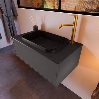 Badkamermeubelset Mondiaz Erin 80 cm met 1 Lade met RIDGE Wastafel Midden Urban met 1 kraangat Greeploos Mat Dark Grey Badkamermeubelset Mondiaz Erin 80 cm met 1 Lade met RIDGE Wastafel Midden Urban met 1 kraangat Greeploos Mat Dark Grey