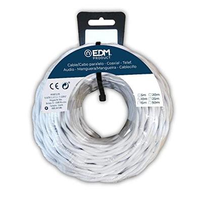 EDM 11885 parallelle kabel, gevlochten, wit, 2 x 1 mm x 5 m
