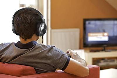 TV-hoofdtelefoon, universele telefoonbediening, stereo, verstelbaar, Muse - (M-275 CTV) volumeregeling op tv-kabel, 6m kabel, zwart