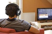 TV-hoofdtelefoon, universele telefoonbediening, stereo, verstelbaar, Muse - (M-275 CTV) volumeregeling op tv-kabel, 6m kabel, zwart - thumbnail